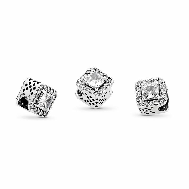 Pandora Geometric Radiance Charm - Sterling Silver/Cubic Zirconia - Canada | XN2398PX